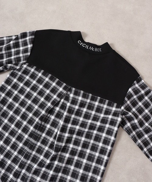 【セール】ダンボールチェック切り替えモックネック（スウェット）｜CECIL McBEE（セシルマクビー）