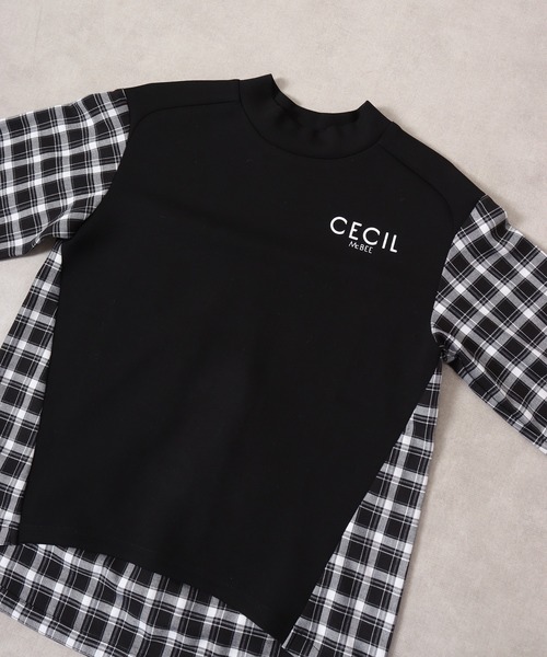 【セール】ダンボールチェック切り替えモックネック（スウェット）｜CECIL McBEE（セシルマクビー）