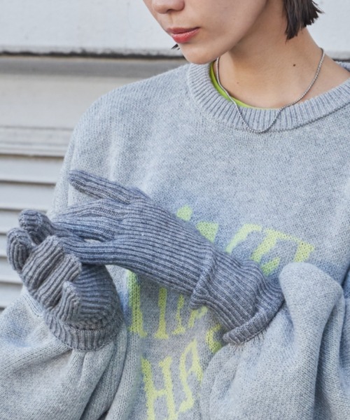 Auntie Rosa Holiday(アンティローザホリデー)の「リブグローブ / スマホタッチ対応(手袋・レディース・チャコールグレー/ブラック/ブルー/イエロー/レッド・FREE)」の1枚目の写真