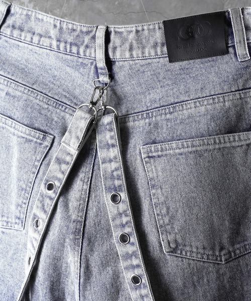 G.O.C（ジーオーシー）の「サスペンダー 付き ルーズ デニム カーゴ パンツ（カーゴパンツ・メンズ・ブラック/ブルー・MEDIUM/LARGE）」の10枚目の写真