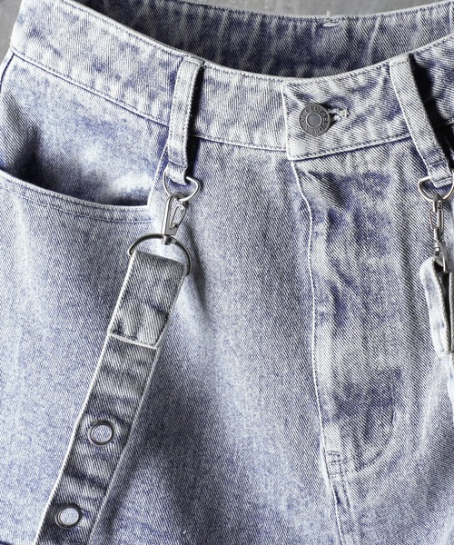 G.O.C（ジーオーシー）の「サスペンダー 付き ルーズ デニム カーゴ パンツ（カーゴパンツ・メンズ・ブラック/ブルー・MEDIUM/LARGE）」の13枚目の写真