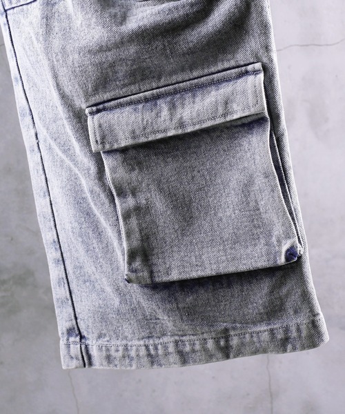 G.O.C（ジーオーシー）の「サスペンダー 付き ルーズ デニム カーゴ パンツ（カーゴパンツ・メンズ・ブラック/ブルー・MEDIUM/LARGE）」の22枚目の写真