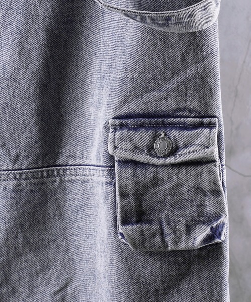 G.O.C（ジーオーシー）の「サスペンダー 付き ルーズ デニム カーゴ パンツ（カーゴパンツ・メンズ・ブラック/ブルー・MEDIUM/LARGE）」の16枚目の写真