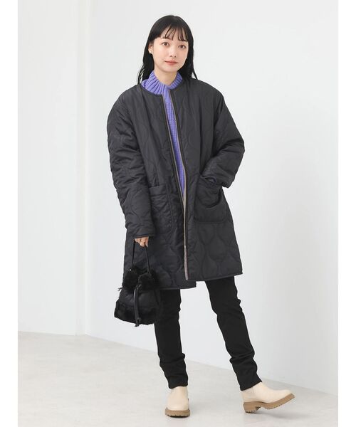 earth music&ecology(アースミュージックアンドエコロジー)の「ファー&キルティングリバーシブルコート(その他アウター・レディース・ブラック/アイボリー/ベージュ・M/L)」の19枚目の写真