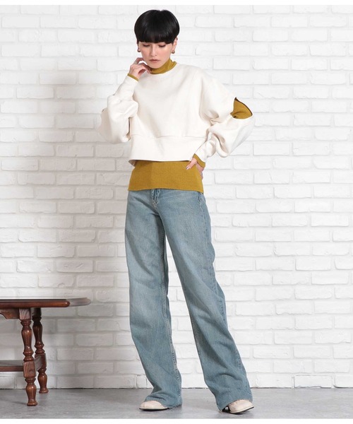 Settimissimo（セッティミッシモ）の「裏起毛 オープンスリーブ ショート丈 クルーネック プルオーバー（スウェット・レディース・ブラック/アイボリー・FREE）」の14枚目の写真