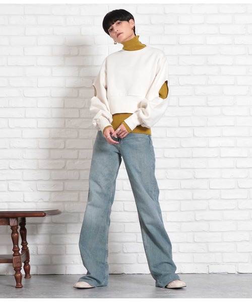 Settimissimo（セッティミッシモ）の「裏起毛 オープンスリーブ ショート丈 クルーネック プルオーバー（スウェット・レディース・ブラック/アイボリー・FREE）」の15枚目の写真