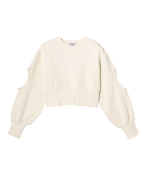 Settimissimo（セッティミッシモ）の「裏起毛 オープンスリーブ ショート丈 クルーネック プルオーバー（スウェット・レディース・ブラック/アイボリー・FREE）」の19枚目の写真