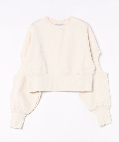 Settimissimo（セッティミッシモ）の「裏起毛 オープンスリーブ ショート丈 クルーネック プルオーバー（スウェット・レディース・ブラック/アイボリー・FREE）」の4枚目の写真