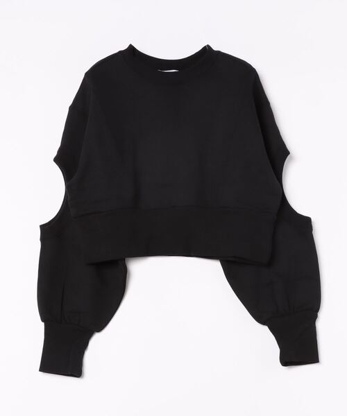 Settimissimo（セッティミッシモ）の「裏起毛 オープンスリーブ ショート丈 クルーネック プルオーバー（スウェット・レディース・ブラック/アイボリー・FREE）」の3枚目の写真