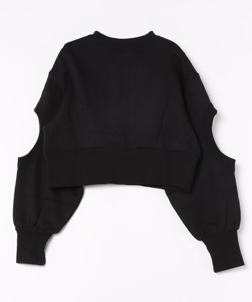 Settimissimo（セッティミッシモ）の「裏起毛 オープンスリーブ ショート丈 クルーネック プルオーバー（スウェット・レディース・ブラック/アイボリー・FREE）」の5枚目の写真