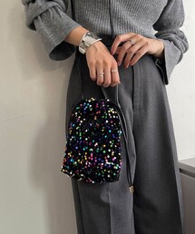 スパンコール巾着ショルダーバッグ