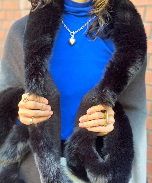 deux amour（ドゥーザムール）の「グラデーションフリルポンチョ（ポンチョ・レディース・グリーン/パープル/ブラウン/ブラック・FREE）」の14枚目の写真