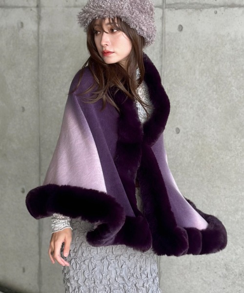 TO BE CHIC フリル付きポンチョ TO BE CHIC♡カシミヤ&ウール♡フリルポンチョ