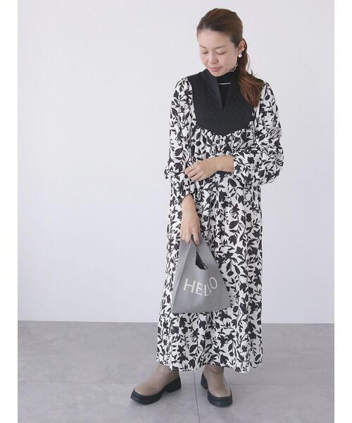 Lugnoncure（ルノンキュール）の「キルティングプリントワンピース（ワンピース・レディース・ブラウン/オフホワイト/ネイビー・F）」の2枚目の写真