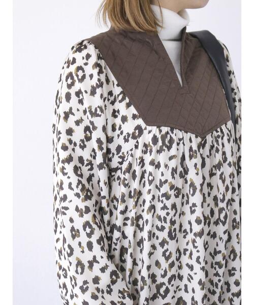 Lugnoncure（ルノンキュール）の「キルティングプリントワンピース（ワンピース・レディース・ブラウン/オフホワイト/ネイビー・F）」の6枚目の写真