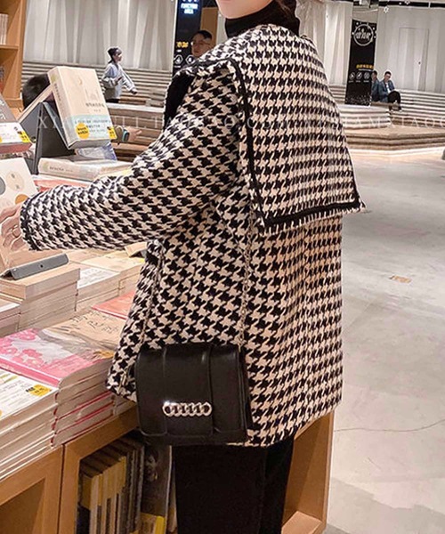 Nyu（ニュウ）の「千鳥柄ビックカラーショートジャケットコート（ノー