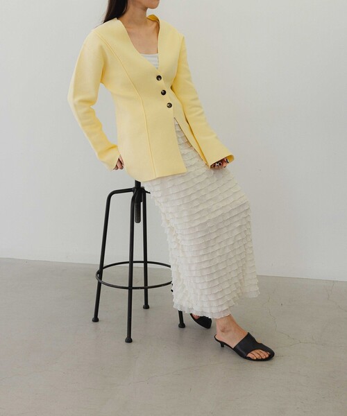 EMMEL REFINES（エメルリファインズ）の「＜EMMEL REFINES＞EM ティアードフリル ロングスカート（スカート・レディース・オフホワイト/ブラック・S/M）」の13枚目の写真