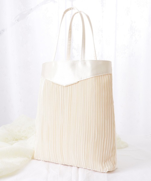 セール】サテン プリーツ 薄型 トート バッグ（クラッチバッグ