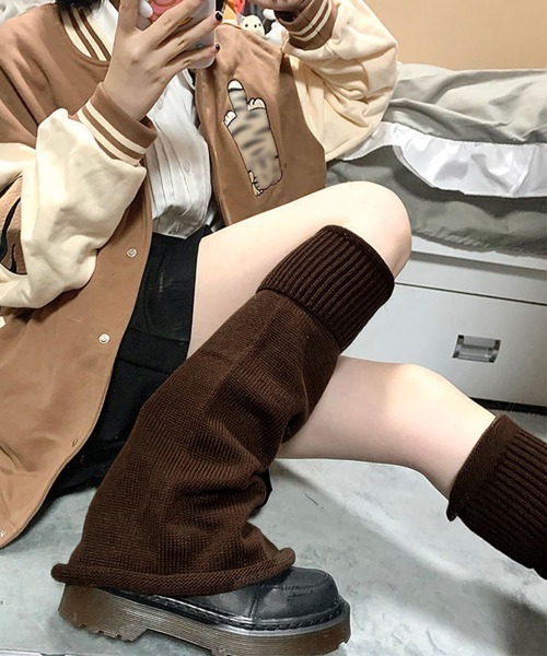Miniministore(ミニミニストア)の「ブーツカットニットレッグウォーマーロング(レッグウォーマー・レディース・ブラック/ベージュ/ブラウン/オフホワイト/グレー・フリー)」の4枚目の写真
