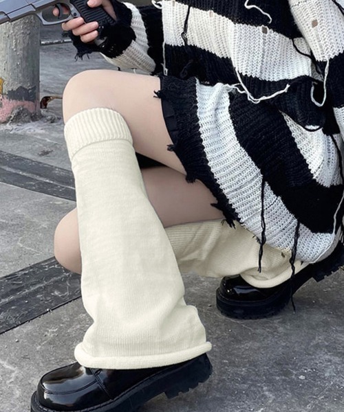 Miniministore(ミニミニストア)の「ブーツカットニットレッグウォーマーロング(レッグウォーマー・レディース・ブラック/ベージュ/ブラウン/オフホワイト/グレー・フリー)」の7枚目の写真