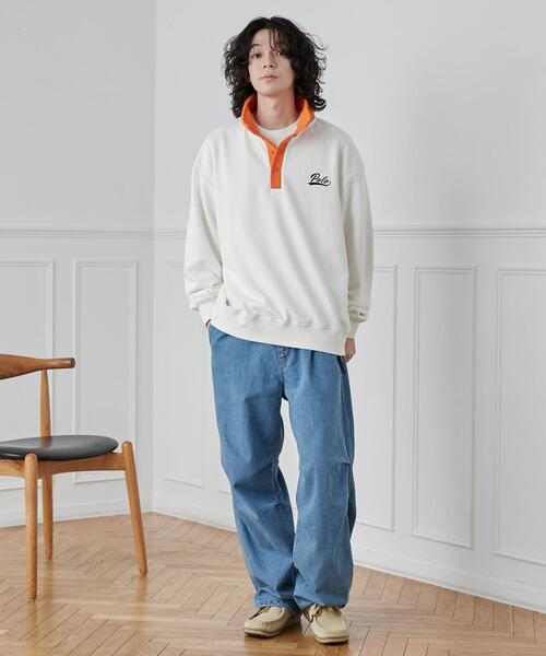 POLO BCS（ポロ ビーシーエス）の「POLO BCS(ポロ・ビーシーエス)別注スタンドハーフスナップスウェットプルオーバー（スウェット・メンズ・ブラック/オフホワイト・M/L/XL）」の3枚目の写真