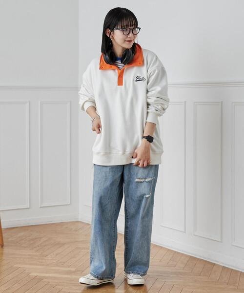 POLO BCS（ポロ ビーシーエス）の「POLO BCS(ポロ・ビーシーエス)別注スタンドハーフスナップスウェットプルオーバー（スウェット・メンズ・ブラック/オフホワイト・M/L/XL）」の9枚目の写真