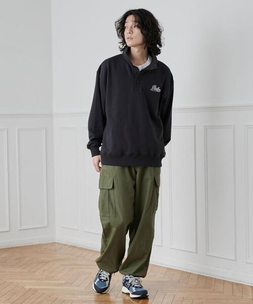 POLO BCS（ポロ ビーシーエス）の「POLO BCS(ポロ・ビーシーエス)別注スタンドハーフスナップスウェットプルオーバー（スウェット・メンズ・ブラック/オフホワイト・M/L/XL）」の13枚目の写真
