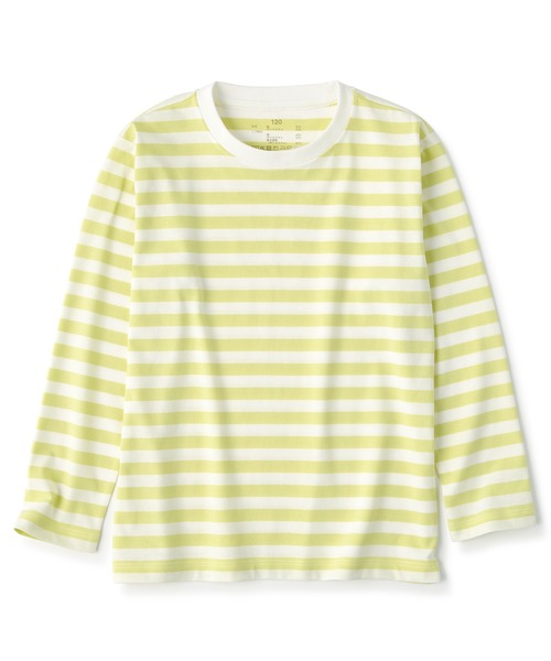 無印良品（ムジルシリョウヒン）の「キッズ　クルーネック長袖Ｔシャツ　ボーダー（Tシャツ/カットソー・キッズ・ライトイエロー系1/ライトグリーン系/グレー系その他/ブルー系8/パープル系3/ブラック系・110/120/130/140/150）」の6枚目の写真