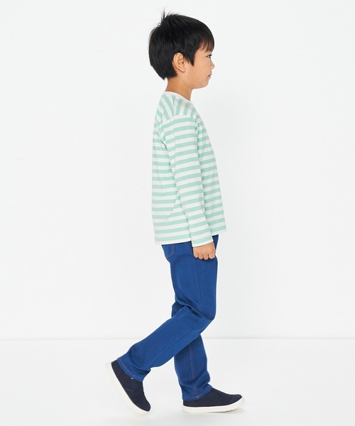 無印良品（ムジルシリョウヒン）の「キッズ　クルーネック長袖Ｔシャツ　ボーダー（Tシャツ/カットソー・キッズ・ライトイエロー系1/ライトグリーン系/グレー系その他/ブルー系8/パープル系3/ブラック系・110/120/130/140/150）」の15枚目の写真