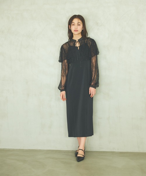 mysty woman（ミスティウーマン）の「レースボレロキャミワンピース2P　104179（ドレス・レディース・ブルー系その他/アイボリー/ブラック・FREE）」の10枚目の写真