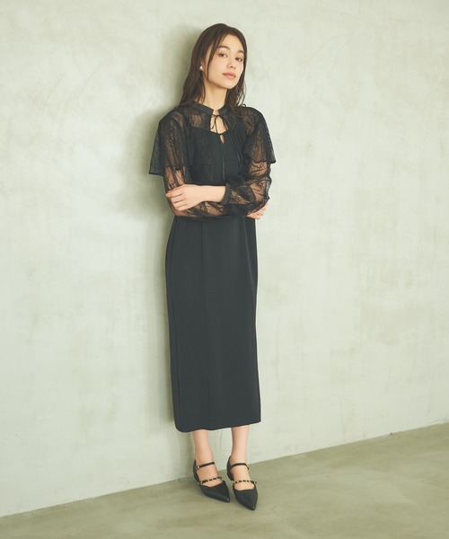 mysty woman（ミスティウーマン）の「レースボレロキャミワンピース2P　104179（ドレス・レディース・ブルー系その他/アイボリー/ブラック・FREE）」の7枚目の写真