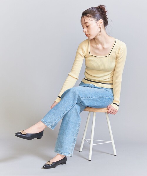 BEAUTY&YOUTH UNITED ARROWS（ビューティーアンドユースユナイテッドアローズ）の「メタルクリップ ポインテッド フラットシューズ -2WAY-（バレエシューズ・レディース・ブラック/ターコイズブルー/ホワイト・37/38/36/36h/37h）」の6枚目の写真