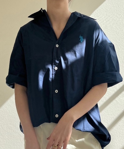U.S. POLO ASSN.(ユーエスポロアッスン)の「U.S.POLO ASSN.半袖レギュラーカラーシャツ(シャツ/ブラウス・レディース・ホワイト/ネイビー/インディゴブルー/ホワイト×ネイビー/ブルー系その他・M/L)」の22枚目の写真