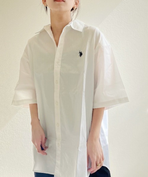 U.S. POLO ASSN.(ユーエスポロアッスン)の「U.S.POLO ASSN.半袖レギュラーカラーシャツ(シャツ/ブラウス・レディース・ホワイト/ネイビー/インディゴブルー/ホワイト×ネイビー/ブルー系その他・M/L)」の10枚目の写真