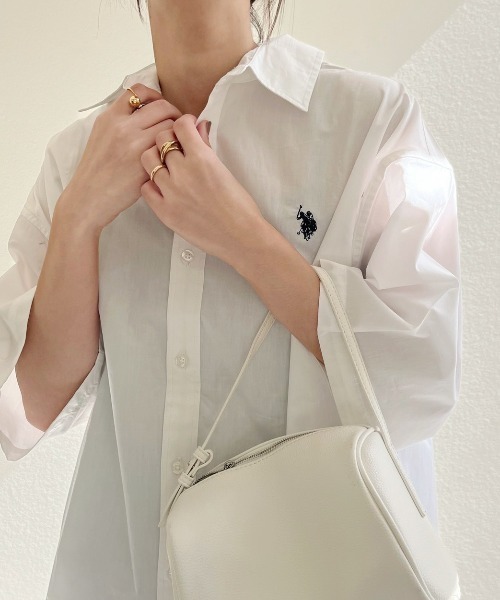 U.S. POLO ASSN.(ユーエスポロアッスン)の「U.S.POLO ASSN.半袖レギュラーカラーシャツ(シャツ/ブラウス・レディース・ホワイト/ネイビー/インディゴブルー/ホワイト×ネイビー/ブルー系その他・M/L)」の11枚目の写真