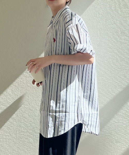 U.S. POLO ASSN.(ユーエスポロアッスン)の「U.S.POLO ASSN.半袖レギュラーカラーシャツ(シャツ/ブラウス・レディース・ホワイト/ネイビー/インディゴブルー/ホワイト×ネイビー/ブルー系その他・M/L)」の17枚目の写真