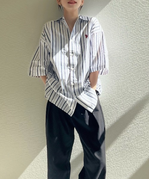 U.S. POLO ASSN.(ユーエスポロアッスン)の「U.S.POLO ASSN.半袖レギュラーカラーシャツ(シャツ/ブラウス・レディース・ホワイト/ネイビー/インディゴブルー/ホワイト×ネイビー/ブルー系その他・M/L)」の18枚目の写真