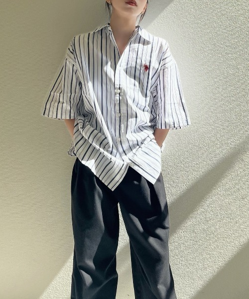 U.S. POLO ASSN.(ユーエスポロアッスン)の「U.S.POLO ASSN.半袖レギュラーカラーシャツ(シャツ/ブラウス・レディース・ホワイト/ネイビー/インディゴブルー/ホワイト×ネイビー/ブルー系その他・M/L)」の20枚目の写真