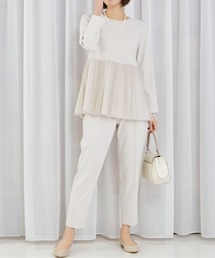 【セットアップ/エニデイカセット】チュールブラウス＆テーパードパンツ