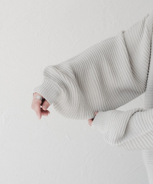 epnok（エプノック）の「ガーター編みルーズニットポロシャツ（ニット/セーター・メンズ・ライトグレー/ブルー系その他・SMALL/MEDIUM/LARGE）」の6枚目の写真