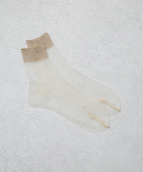 NANO universe（ナノユニバース）の「シアーストライプソックス（ソックス/靴下・レディース・シルバー/ブラック/アイボリー・FREE）」の4枚目の写真