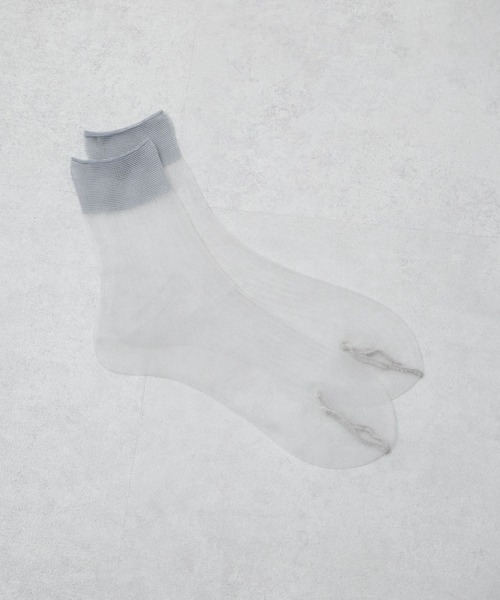 NANO universe（ナノユニバース）の「シアーストライプソックス（ソックス/靴下・レディース・シルバー/ブラック/アイボリー・FREE）」の5枚目の写真