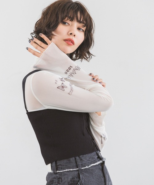 PAGEBOY（ページボーイ）の「レースアップショートタンク（タンクトップ・レディース・ベージュ/ターコイズブルー/オフホワイト/ブラック/チェリーピンク/パープル系その他・FREE）」の8枚目の写真