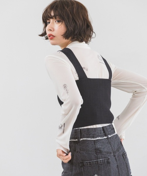 PAGEBOY（ページボーイ）の「レースアップショートタンク（タンクトップ・レディース・ベージュ/ターコイズブルー/オフホワイト/ブラック/チェリーピンク/パープル系その他・FREE）」の9枚目の写真