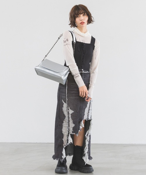 PAGEBOY（ページボーイ）の「レースアップショートタンク（タンクトップ・レディース・ベージュ/ターコイズブルー/オフホワイト/ブラック/チェリーピンク/パープル系その他・FREE）」の10枚目の写真