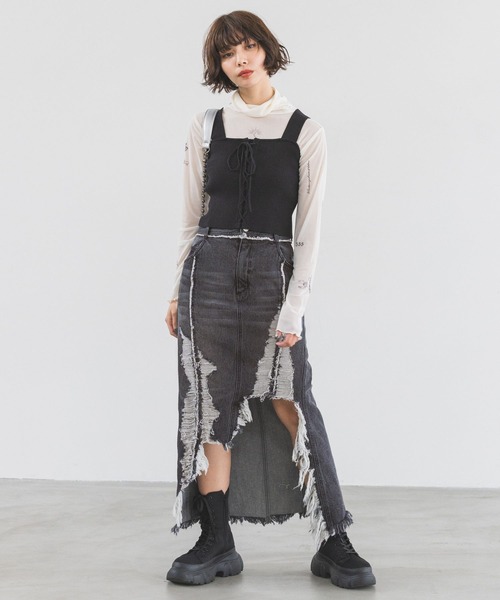 PAGEBOY（ページボーイ）の「レースアップショートタンク（タンクトップ・レディース・ベージュ/ターコイズブルー/オフホワイト/ブラック/チェリーピンク/パープル系その他・FREE）」の11枚目の写真