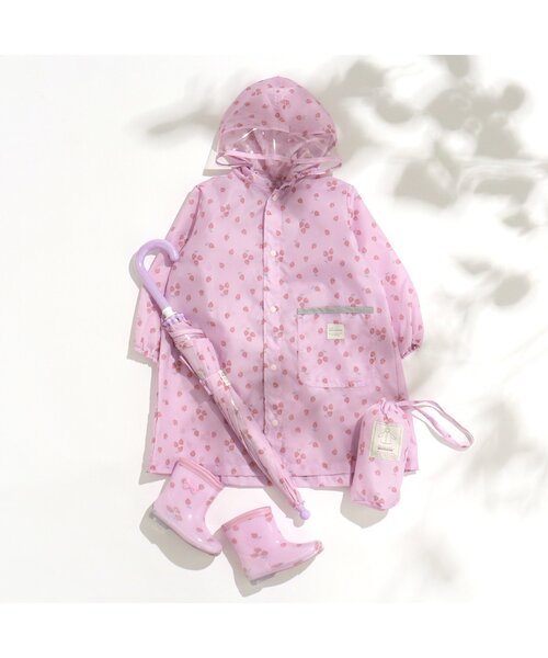 apres les cours(アプレレクール)の「GIRLSランドコート(花・いちご)(レインコート/ポンチョ・キッズ・ラベンダー/アイボリー・110/120/130/100)」の5枚目の写真