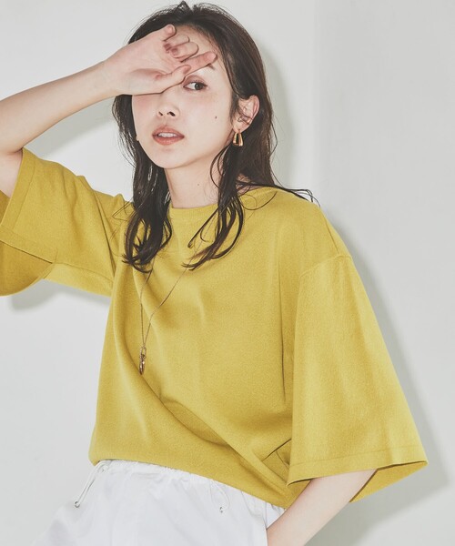 【セール】【春夏ニット／薄手／６色展開】ペーパーエステル 袖スリットニット（ニット/セーター）｜UNTITLED（アンタイトル）