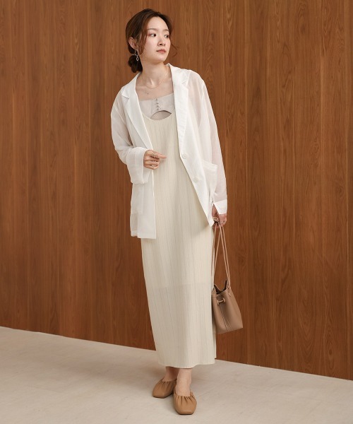 Bab（バブ）の「シアーテーラードシャツジャケット（テーラードジャケット・レディース・オフホワイト/グレイッシュベージュ・FREE）」の13枚目の写真