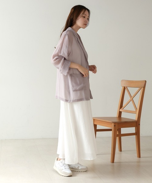 Bab（バブ）の「シアーテーラードシャツジャケット（テーラードジャケット・レディース・オフホワイト/グレイッシュベージュ・FREE）」の20枚目の写真